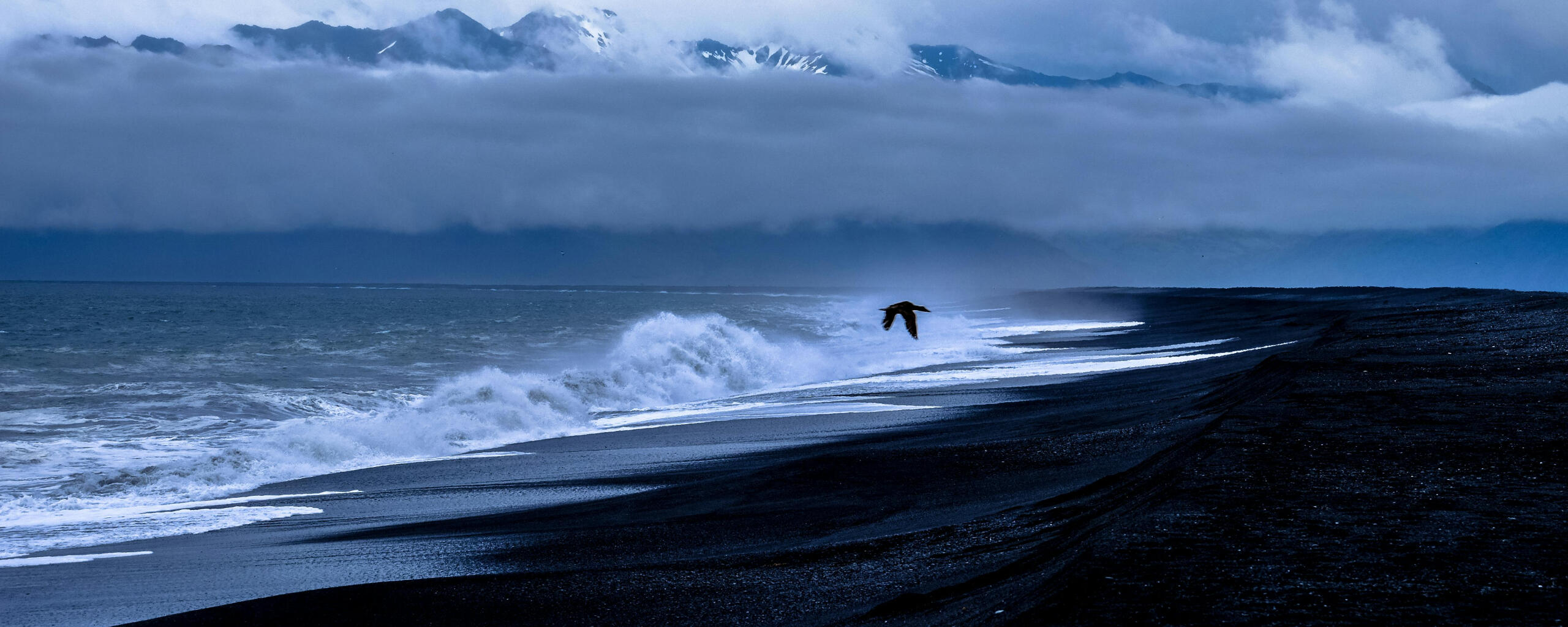 The Birth of the Womb picture of a cloudy beach with waves crashing